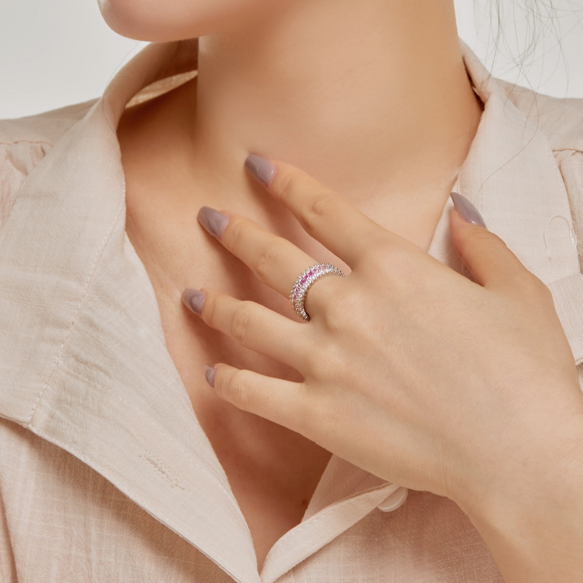 [Charm Aries Jewelry]Ornate Colorful Radiant Cut Daily Ring
