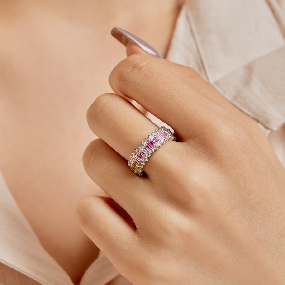 [Charm Aries Jewelry]Ornate Colorful Radiant Cut Daily Ring