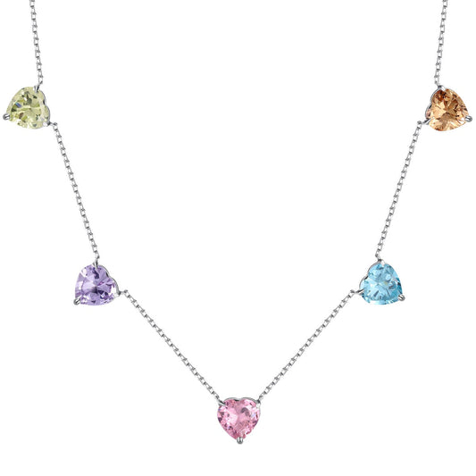 [Charm Aries Jewelry]Sparkling Colorful Heart Cut Necklace