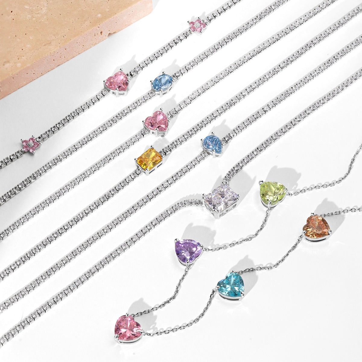 [Charm Aries Jewelry]Dazzling Pink Heart Flower Necklace
