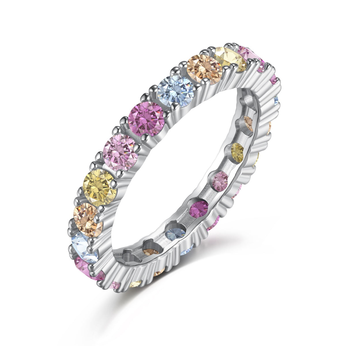 [Charm Aries Jewelry]Dazzling Lustrous Round Cut Tennis Ring