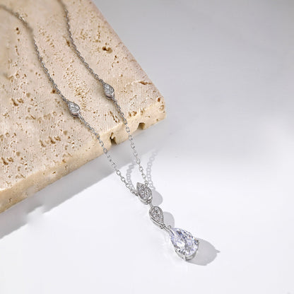 [Charm Aries Jewelry]Dazzling Pear Cut Necklace