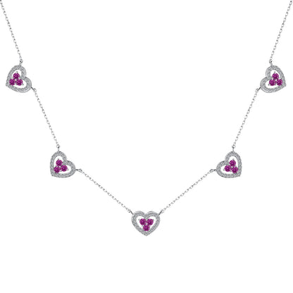 [Charm Aries Jewelry]Sparkling Five Heart Necklace