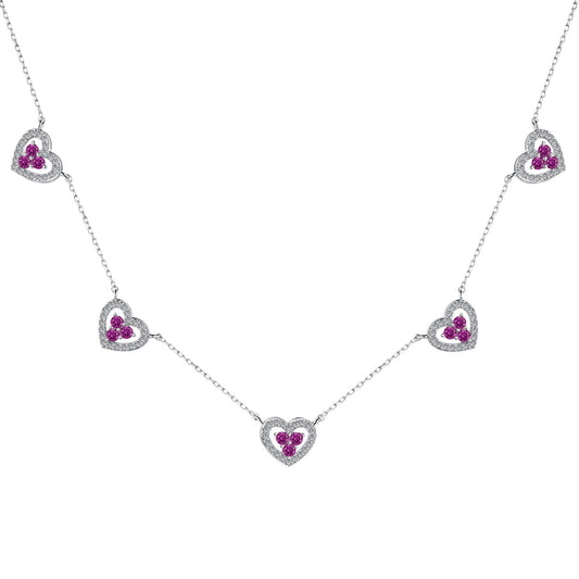[Charm Aries Jewelry]Sparkling Five Heart Necklace