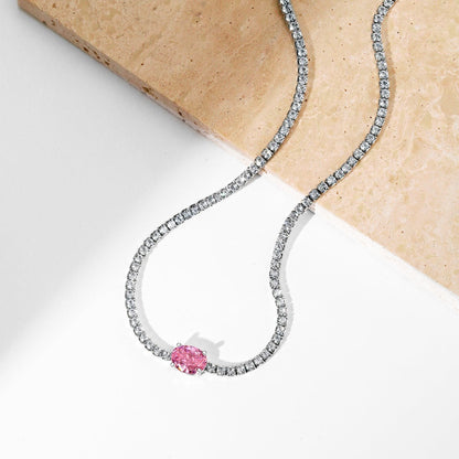[Charm Aries Jewelry]1.0 Carat Shining Oval Cut Necklace