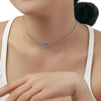 [Charm Aries Jewelry]1.0 Carat Shining Oval Cut Necklace
