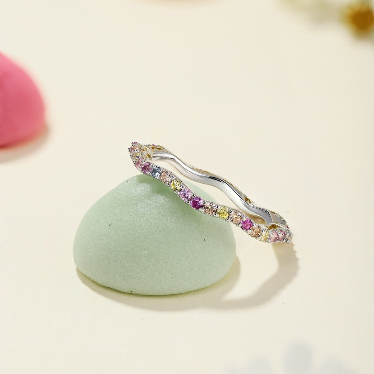[Charm Aries Jewelry]Dainty Colorful Round Cut Party Ring