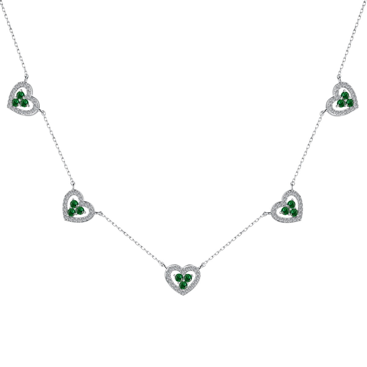 [Charm Aries Jewelry]Sparkling Five Heart Necklace