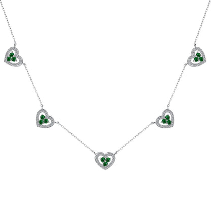 [Charm Aries Jewelry]Sparkling Five Heart Necklace