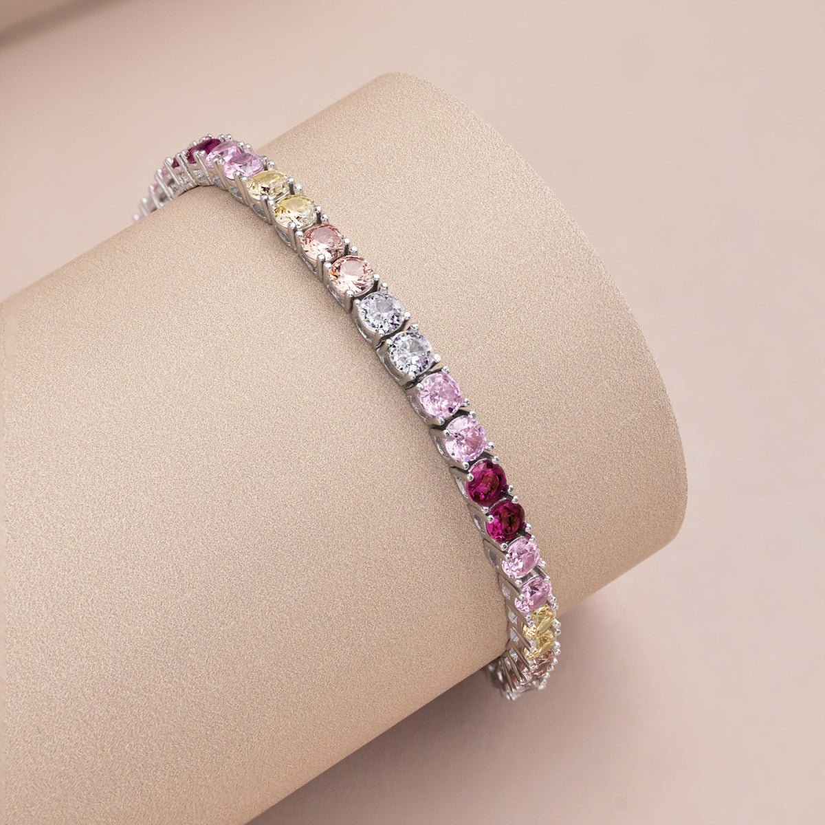 [Charm Aries Jewelry]Radiant Colorful Round Cut Tennis Bracelet