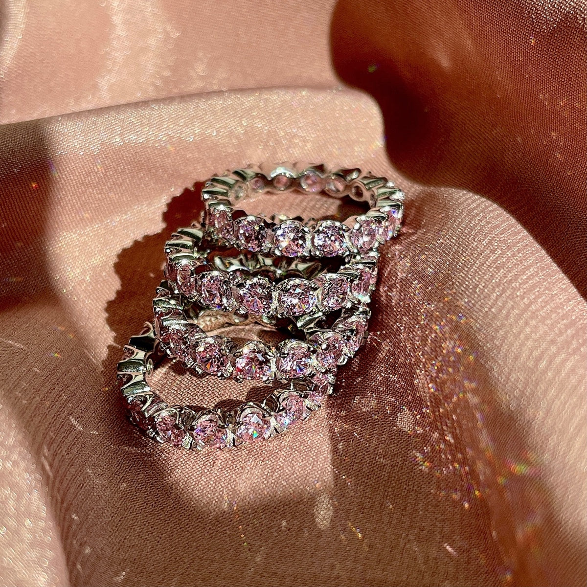 [Charm Aries Jewelry]Eternity Round Cut Tennis Ring