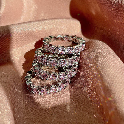 [Charm Aries Jewelry]Eternity Round Cut Tennis Ring