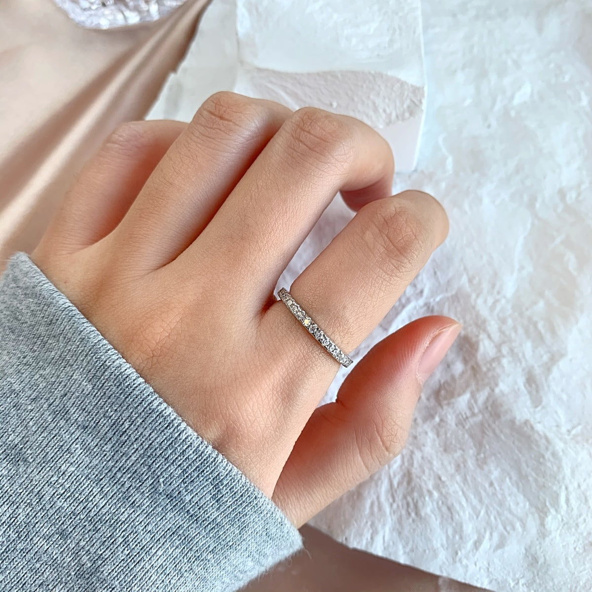 [Charm Aries Jewelry]Delicate Sparkling Round Cut Daily Ring