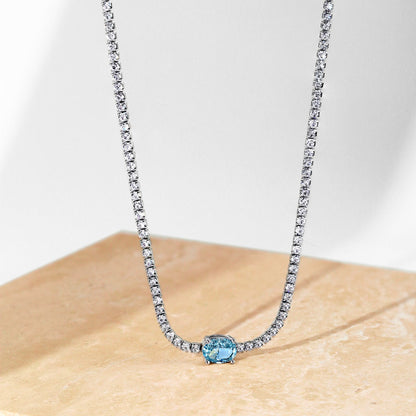 [Charm Aries Jewelry]1.0 Carat Shining Oval Cut Necklace