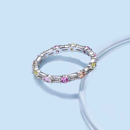 [Charm Aries Jewelry]Sparkling Colorful Round Cut Tennis Ring