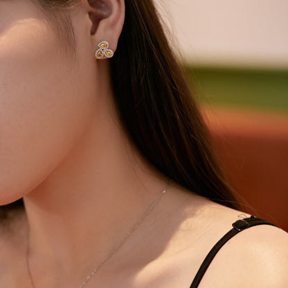 [Charm Aries Jewelry]Ornate Flower Shape Pear Cut Lover Earrings