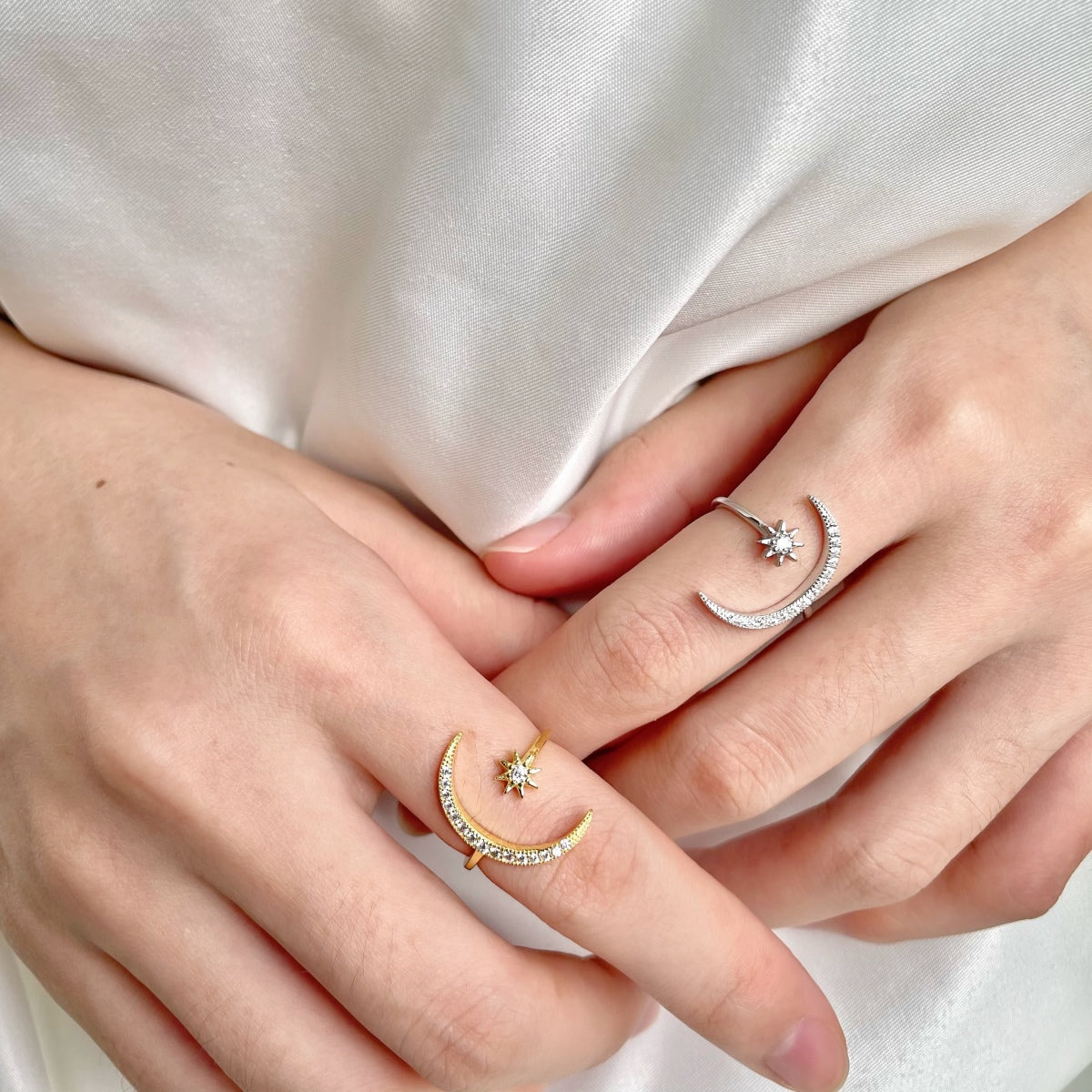[Charm Aries Jewelry]Eternity Moon & Star Ring