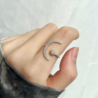 [Charm Aries Jewelry]Eternity Moon & Star Ring