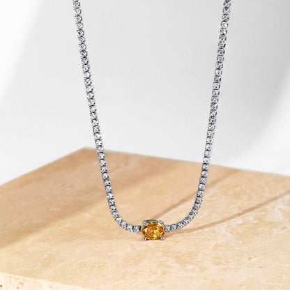 [Charm Aries Jewelry]1.0 Carat Shining Oval Cut Necklace