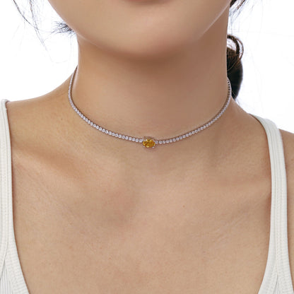 [Charm Aries Jewelry]1.0 Carat Shining Oval Cut Necklace