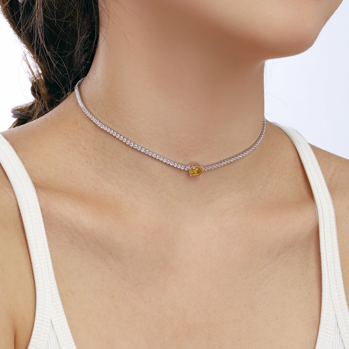 [Charm Aries Jewelry]1.0 Carat Shining Oval Cut Necklace