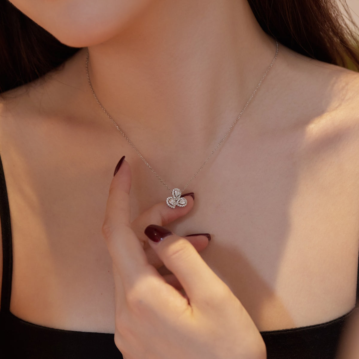 [Charm Aries Jewelry]Elegant Flower Shape Pear Cut Necklace