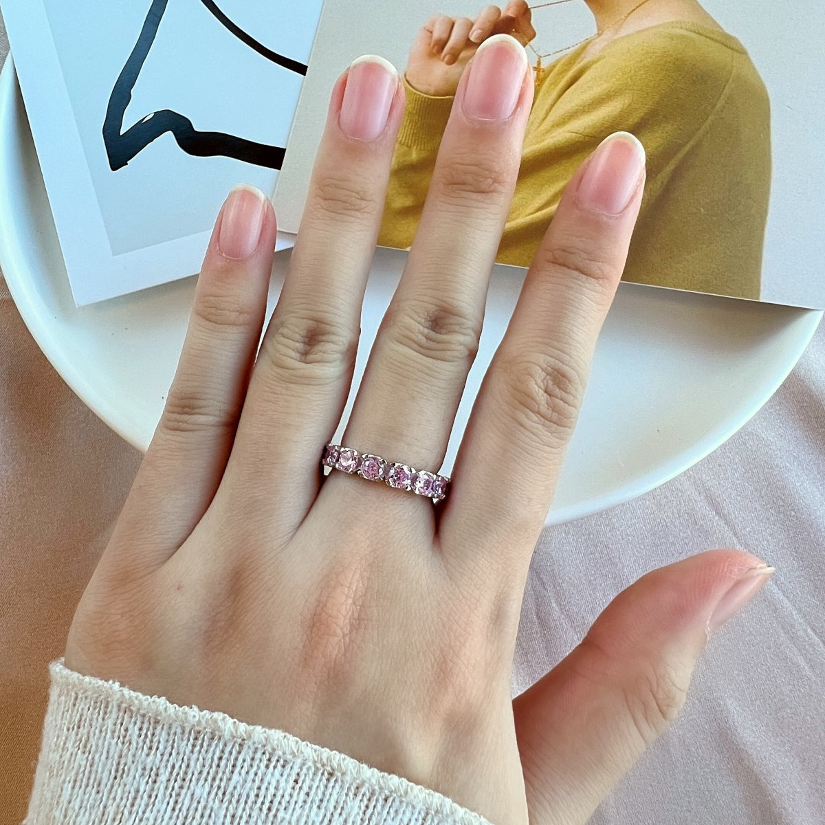 [Charm Aries Jewelry]Eternity Round Cut Tennis Ring