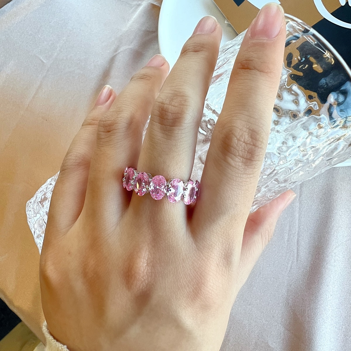 [Charm Aries Jewelry]Dainty Elongated Cushion Cut Tennis Ring