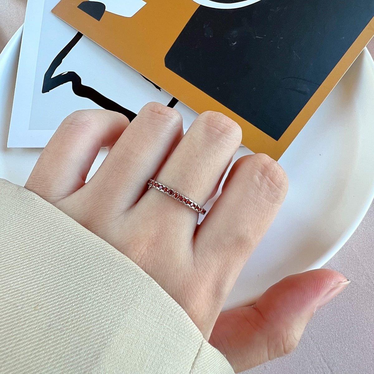 [Charm Aries Jewelry]Delicate Sparkling Round Cut Daily Ring