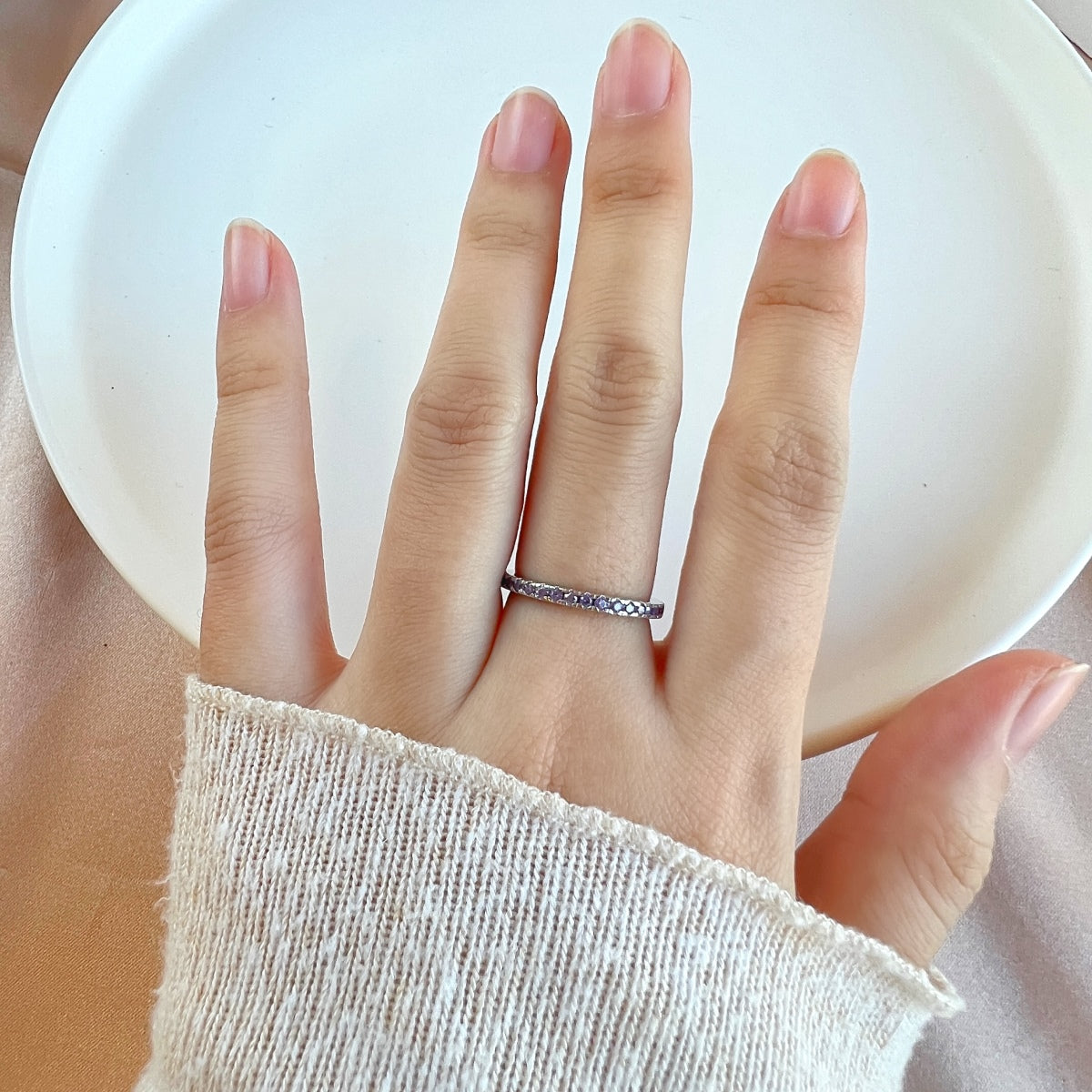 [Charm Aries Jewelry]Delicate Sparkling Round Cut Daily Ring
