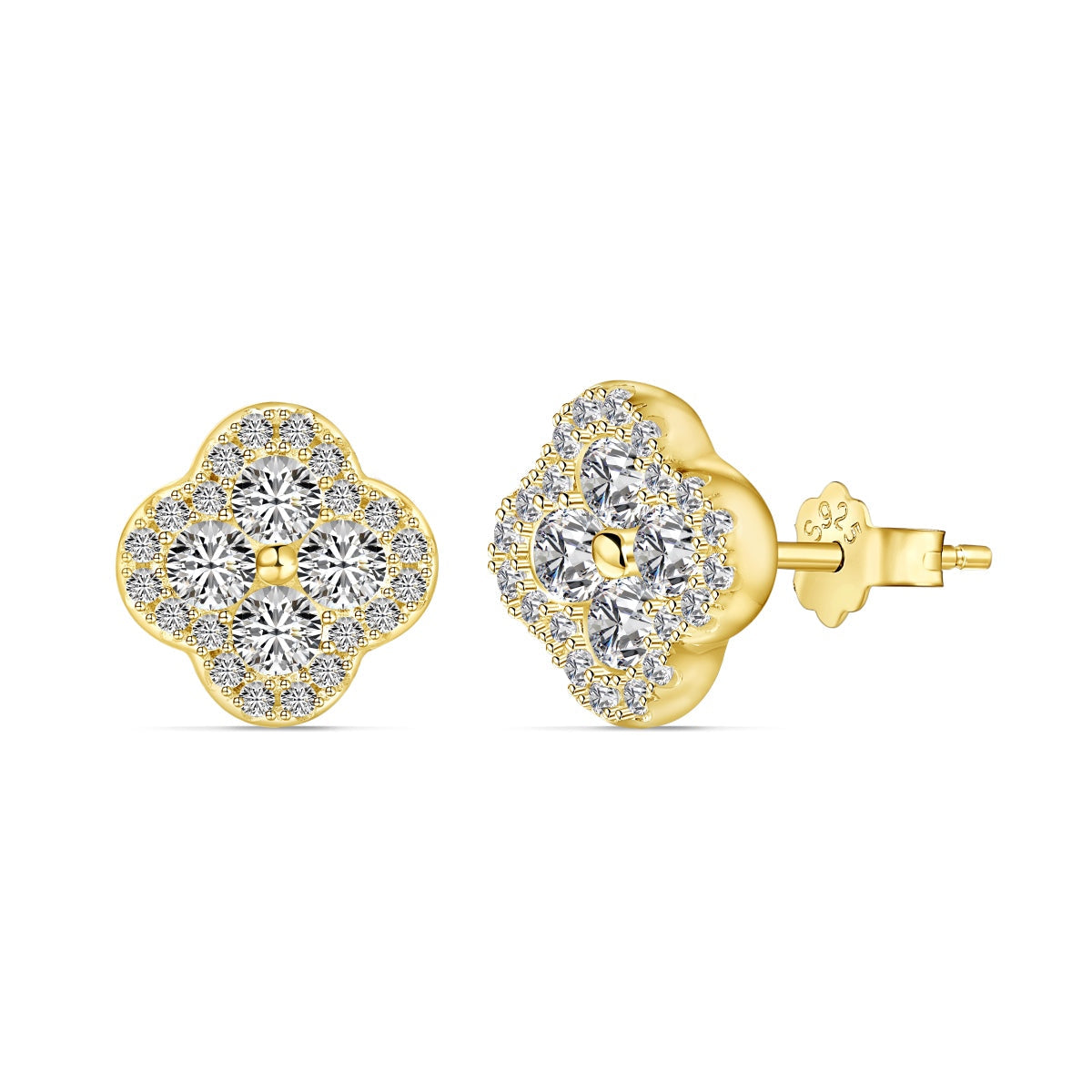 [Charm Aries Jewelry]Four-Leaf Charm Aries Flower Shaped Earrings