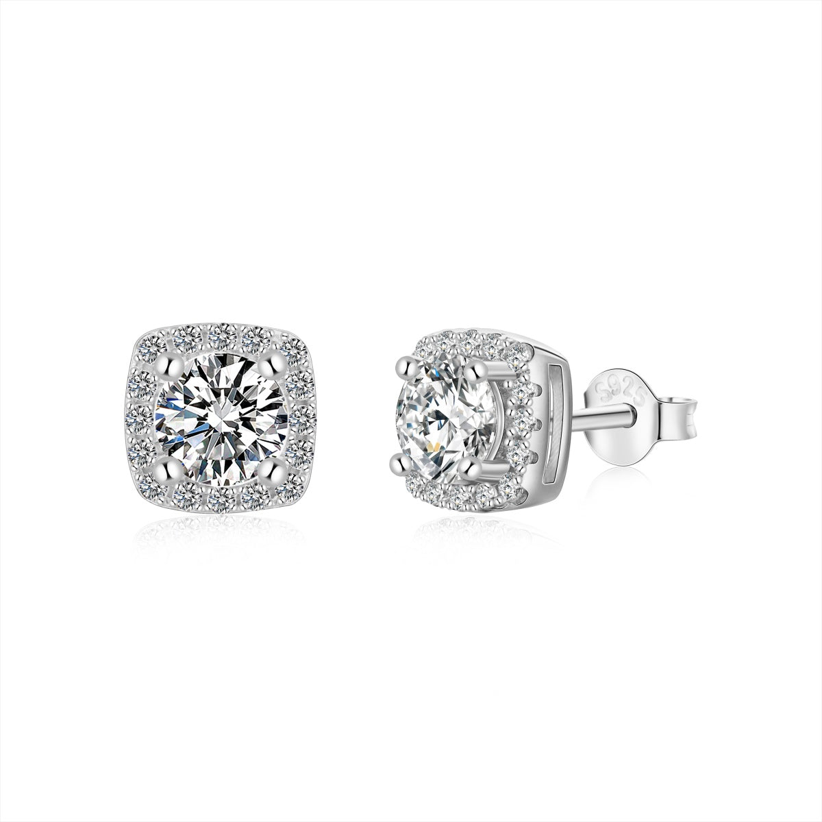 [Charm Aries Jewelry]Classic Round Center Stone Stud Earrings