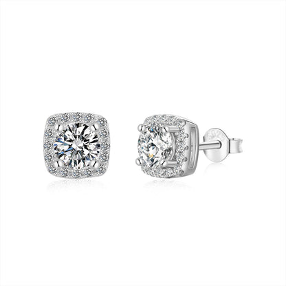 [Charm Aries Jewelry]Classic Round Center Stone Stud Earrings