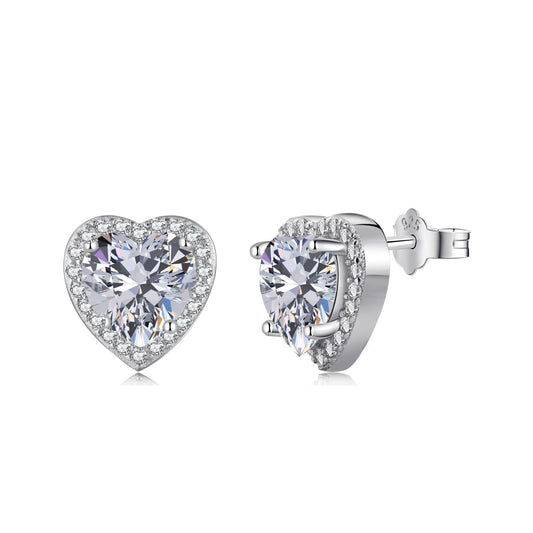 [Charm Aries Jewelry]Sparkling Heart Shape Lover Earrings