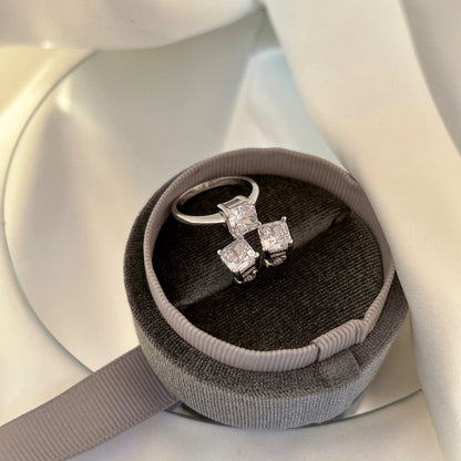 [Charm Aries Jewelry]1.0 Carat Radiant Princess Cut Wedding Earrings