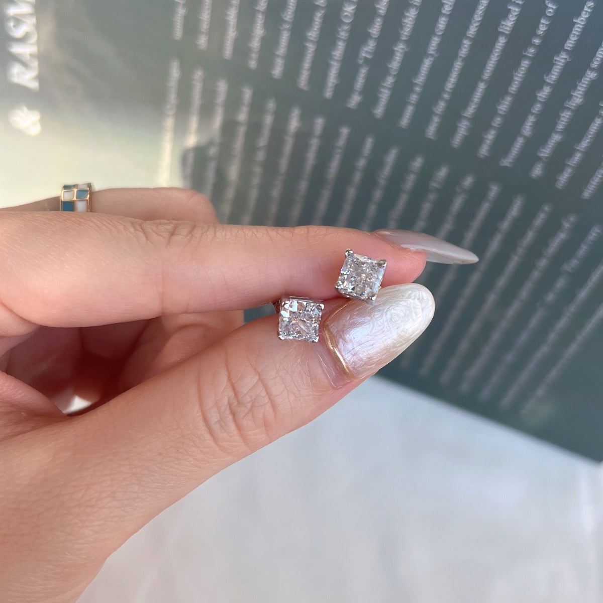 [Charm Aries Jewelry]1.0 Carat Radiant Princess Cut Wedding Earrings