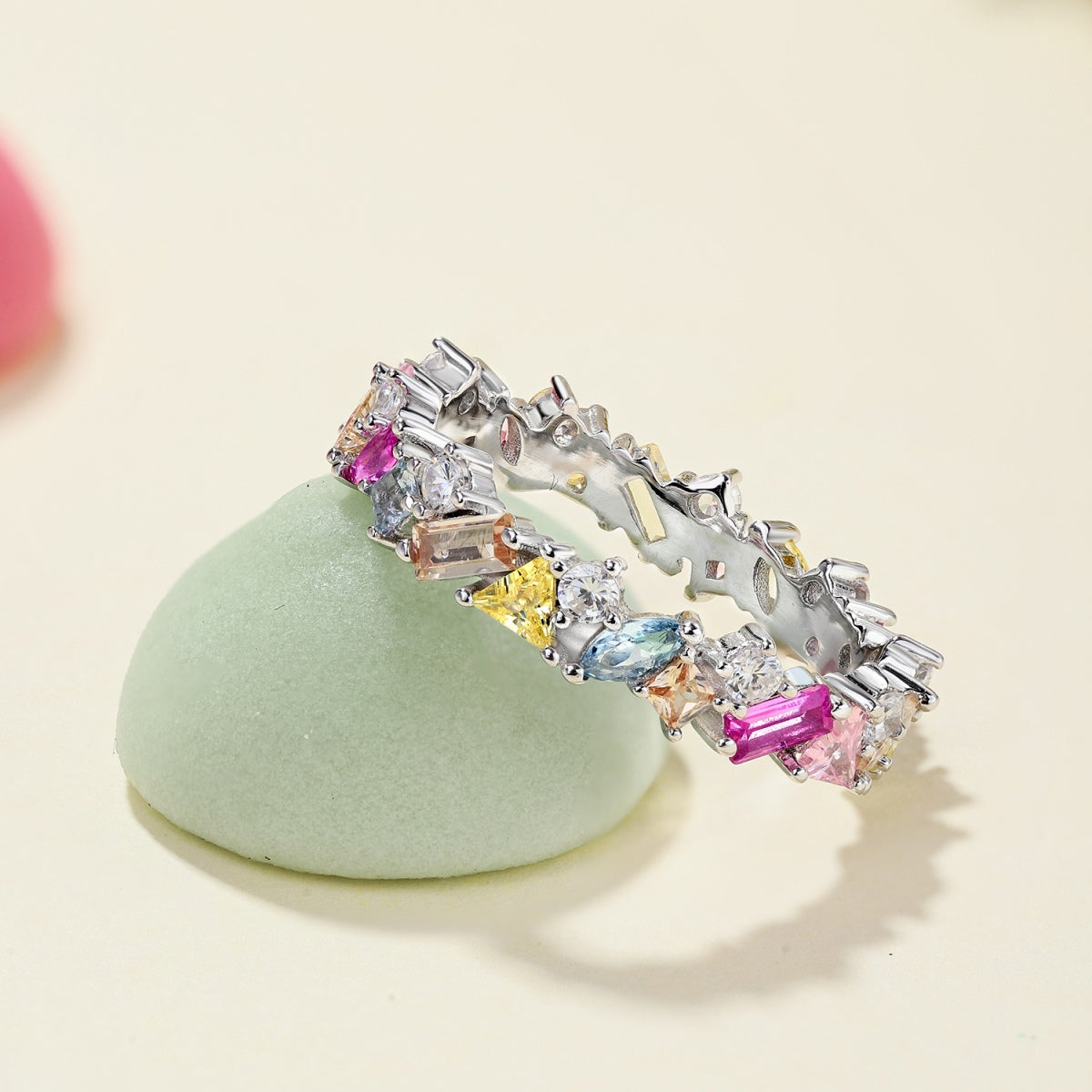 [Charm Aries Jewelry]Dazzling Polychromatic Multi cut Daily Ring