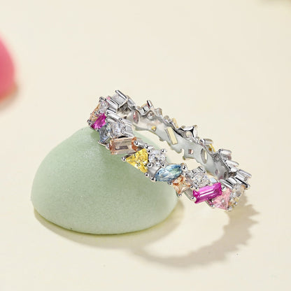 [Charm Aries Jewelry]Dazzling Polychromatic Multi cut Daily Ring