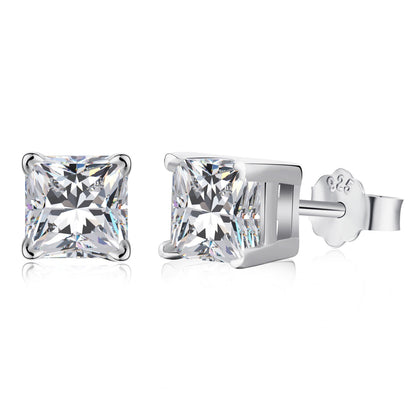 [Charm Aries Jewelry]1.0 Carat Radiant Princess Cut Wedding Earrings
