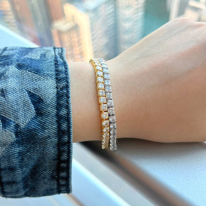 [Charm Aries Jewelry]Sparkling Radiant Princess Cut Tennis Bracelet