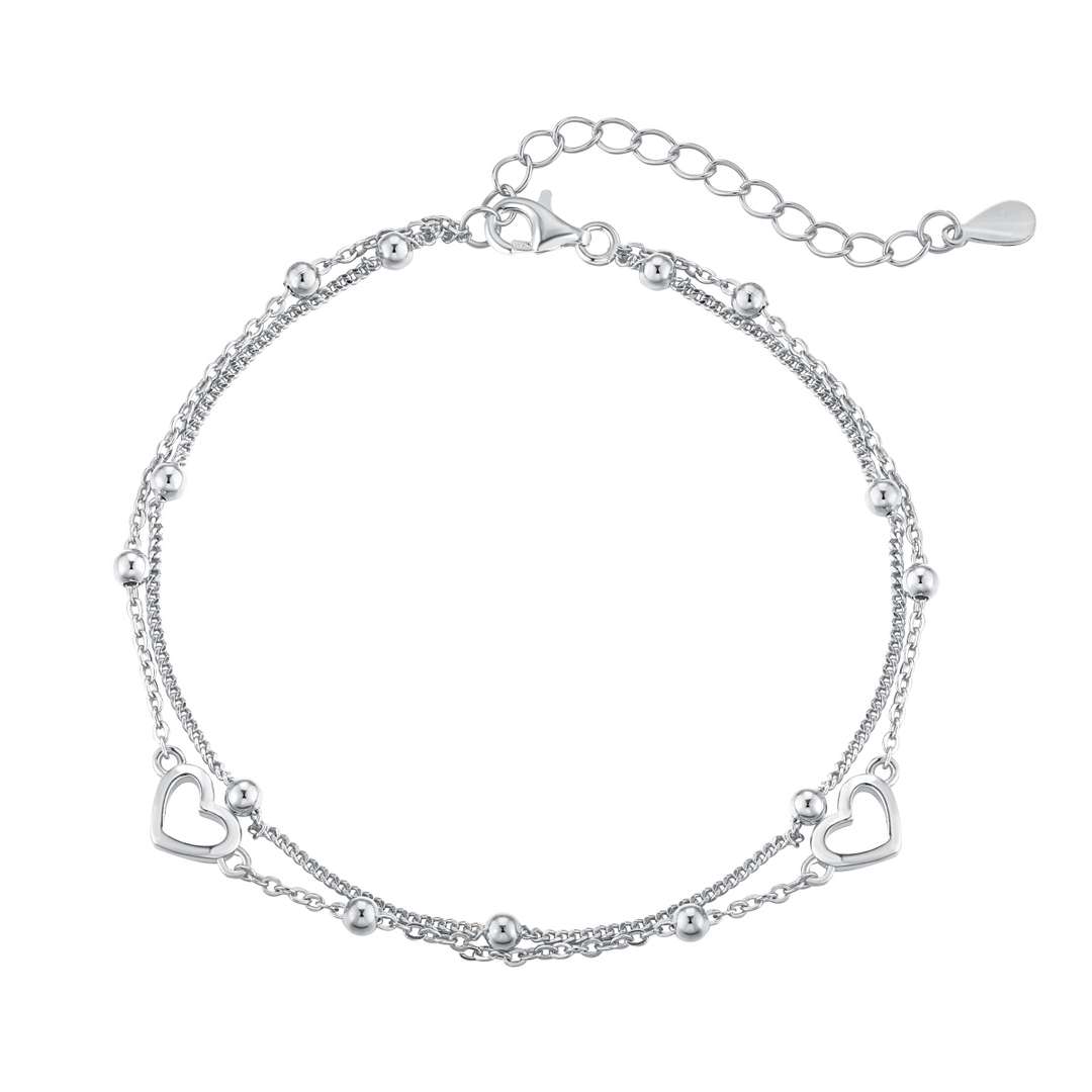 [Charm Aries Jewelry]Dainty Double Layer Love Heart Bracelet