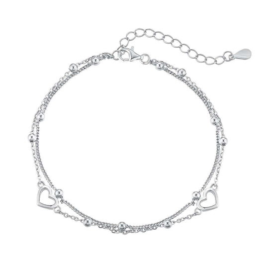 [Charm Aries Jewelry]Dainty Double Layer Love Heart Bracelet