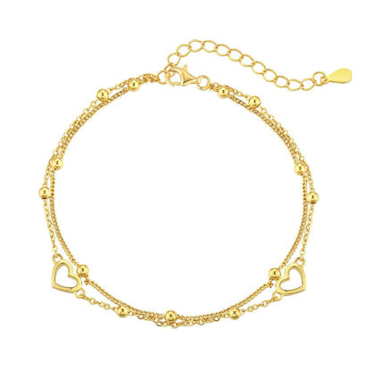 [Charm Aries Jewelry]Dainty Double Layer Love Heart Bracelet