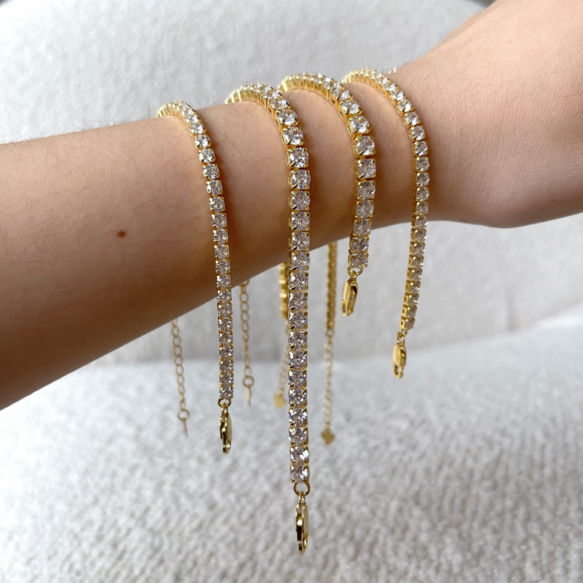 [Charm Aries Jewelry]Sparkling Radiant Princess Cut Tennis Bracelet