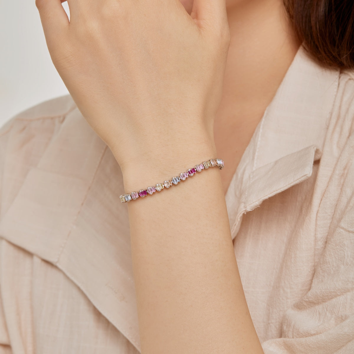 [Charm Aries Jewelry]Delicate Colorful Emerald Cut Party Bracelet