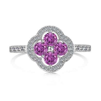 [Charm Aries Jewelry]Four Leaf Charm Aries Flower Design Ring