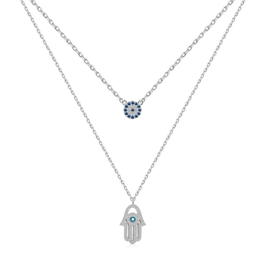 [Charm Aries Jewelry]Demon Eye Hamsa Palm Necklace
