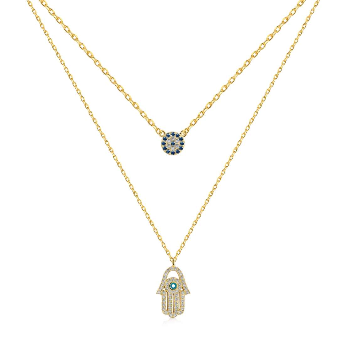 [Charm Aries Jewelry]Demon Eye Hamsa Palm Necklace