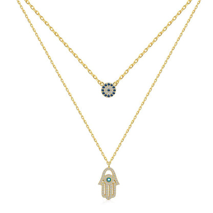 [Charm Aries Jewelry]Demon Eye Hamsa Palm Necklace