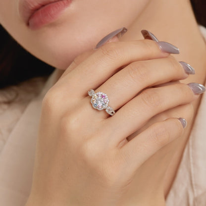 [Charm Aries Jewelry]Delicate Colorful Round Cut Flower Shape Wedding Ring